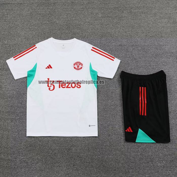 Chandal del Manchester United Manga Corta 2023-2024 Blanco - Pantalon Corto